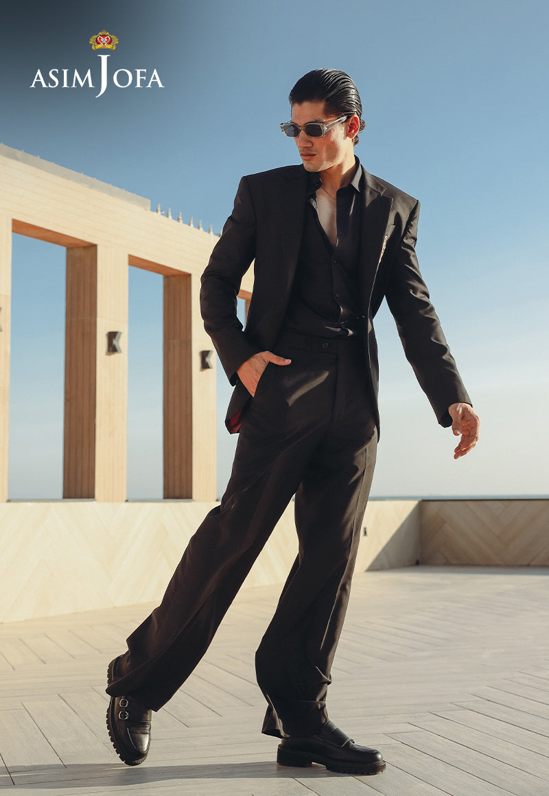 Black Embroidered Suiting Fabric 2-Piece Suit (Groom) - Image 1