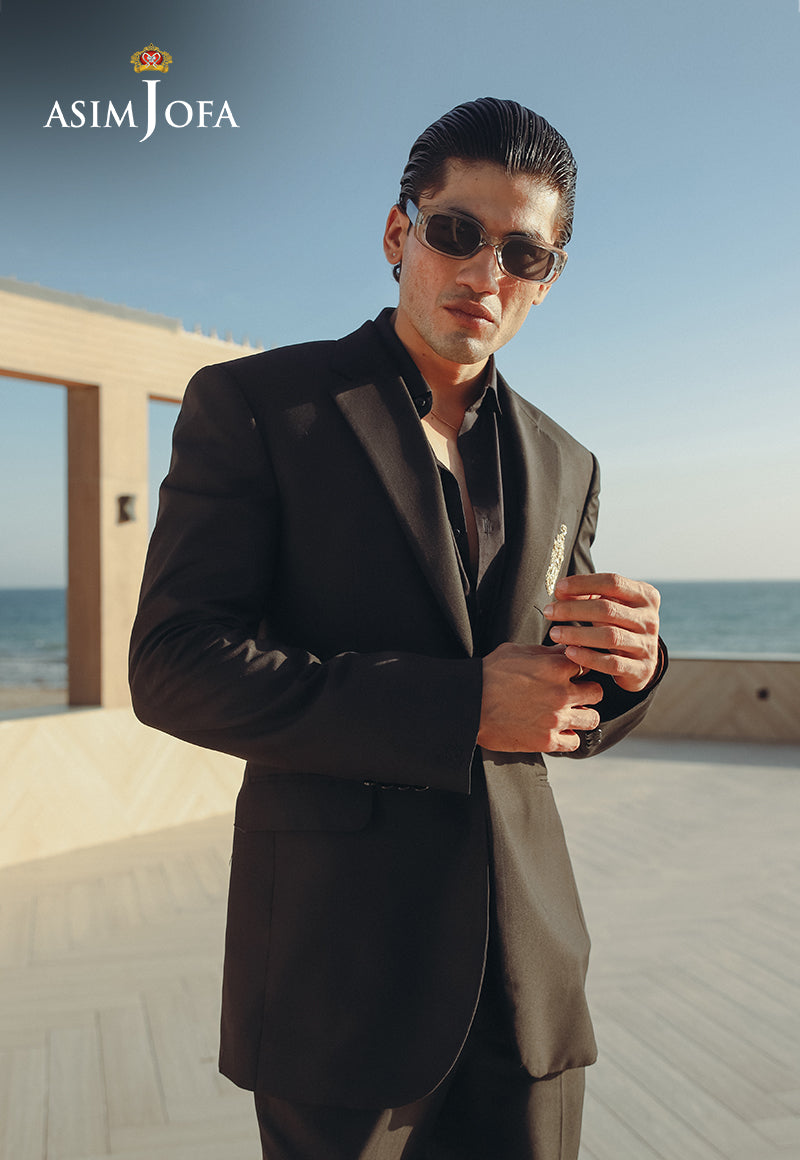 Black Embroidered Suiting Fabric 2-Piece Suit (Groom) - Image 2