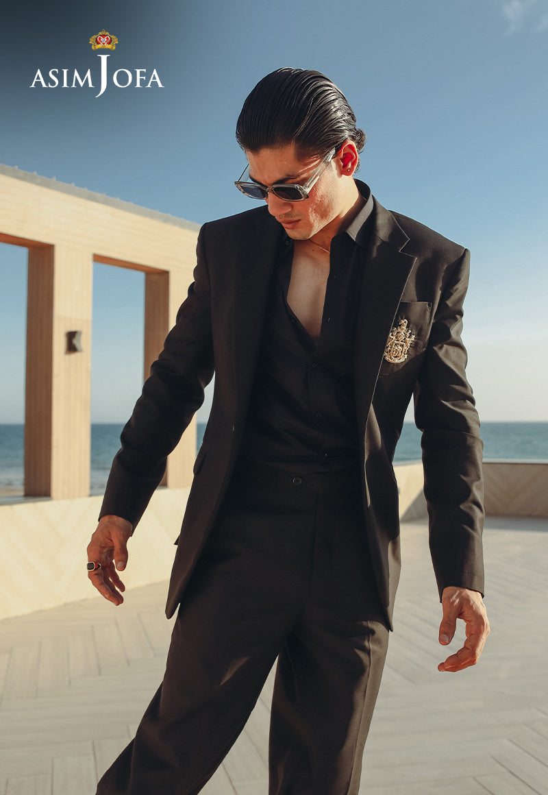 Black Embroidered Suiting Fabric 2-Piece Suit (Groom) - Image 4