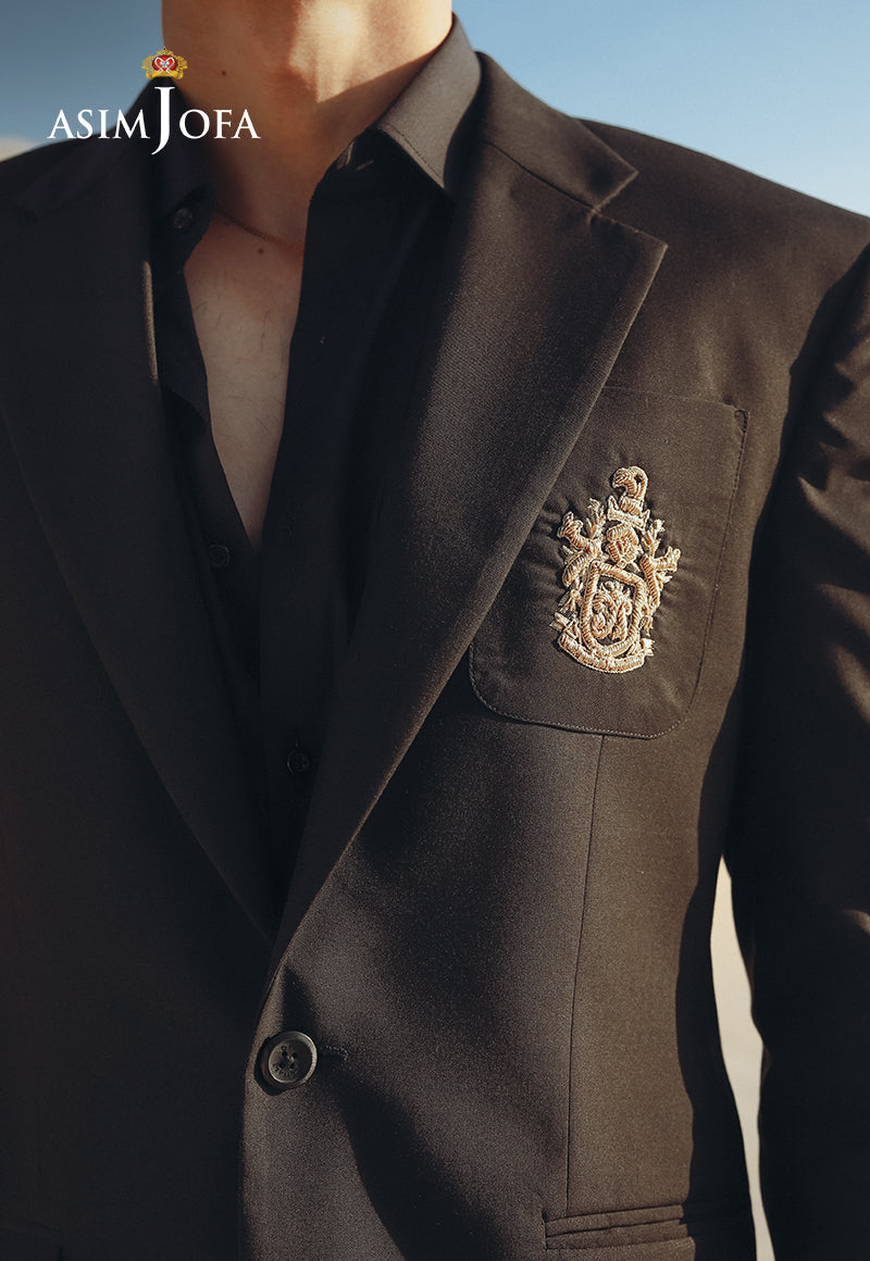 Black Embroidered Suiting Fabric 2-Piece Suit (Groom) - Image 5