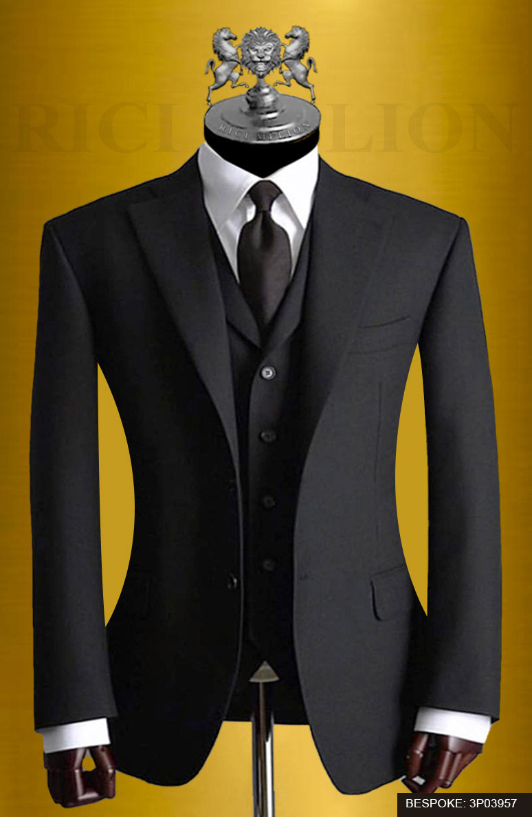 Black Supreme Fabric Three-Piece Suit (3-Piece) - Image 1