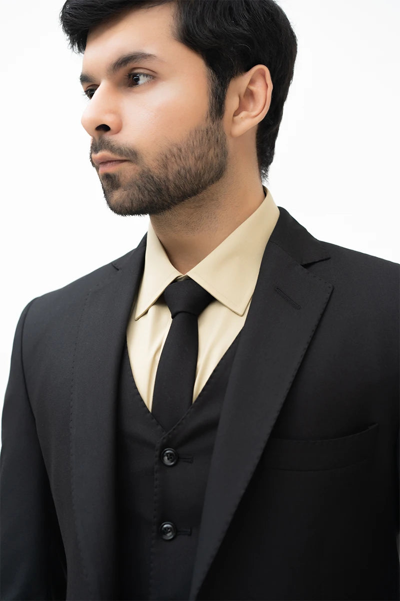 Mid-Black Tailored Suiting Fabric 3-Piece Suit (Men) - Image 3