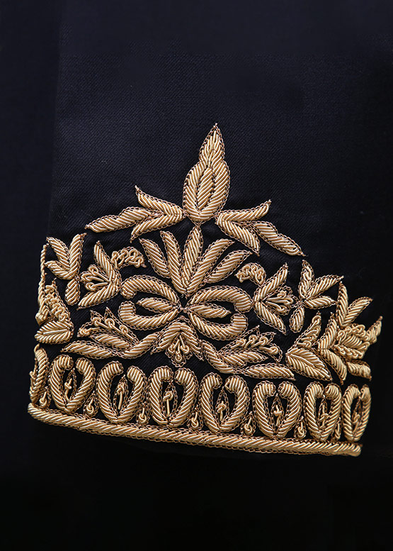 Black Golden Embroidered Silk-Blend Angrakha Sherwani (2-Piece) - Image 2