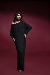 Pakistani Black Zardozi Chiffon Kaftan (1-Pc) - Image 1