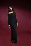 Pakistani Black Zardozi Chiffon Kaftan (1-Pc) - Image 2