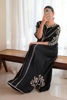 Black Hand-Embellished Pure Raw Silk Kaftan (1-Pc) - Image 3