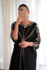 Black Hand-Embellished Pure Raw Silk Kaftan (1-Pc) - Image 4