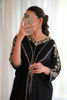 Black Hand-Embellished Pure Raw Silk Kaftan (1-Pc) - Image 6