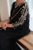 Black Hand-Embellished Pure Raw Silk Kaftan (1-Pc) - Image 7