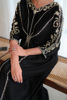 Black Hand-Embellished Pure Raw Silk Kaftan (1-Pc) - Image 8