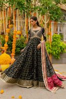 Black Gota Zari Georgette Kalidar Dress (2-Piece) - Image 3