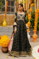 Black Gota Zari Georgette Kalidar Dress (2-Piece) - Image 4