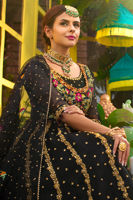 Black Embroidered Net Organza Kalidar (3-Piece) - Image 4