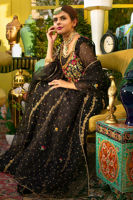 Black Embroidered Net Organza Kalidar (3-Piece) - Image 5