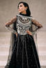 Pakistani Charcoal Black Embroidered Net Kalidaar (3-Piece) - Image 4