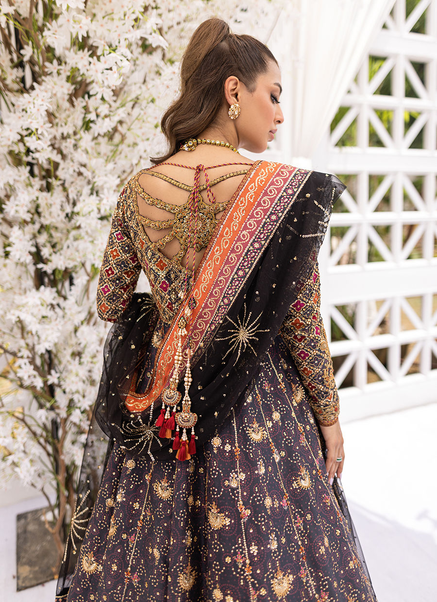 Black Hand Embellished Raw Silk Kalidaar (2-Piece) - Image 6