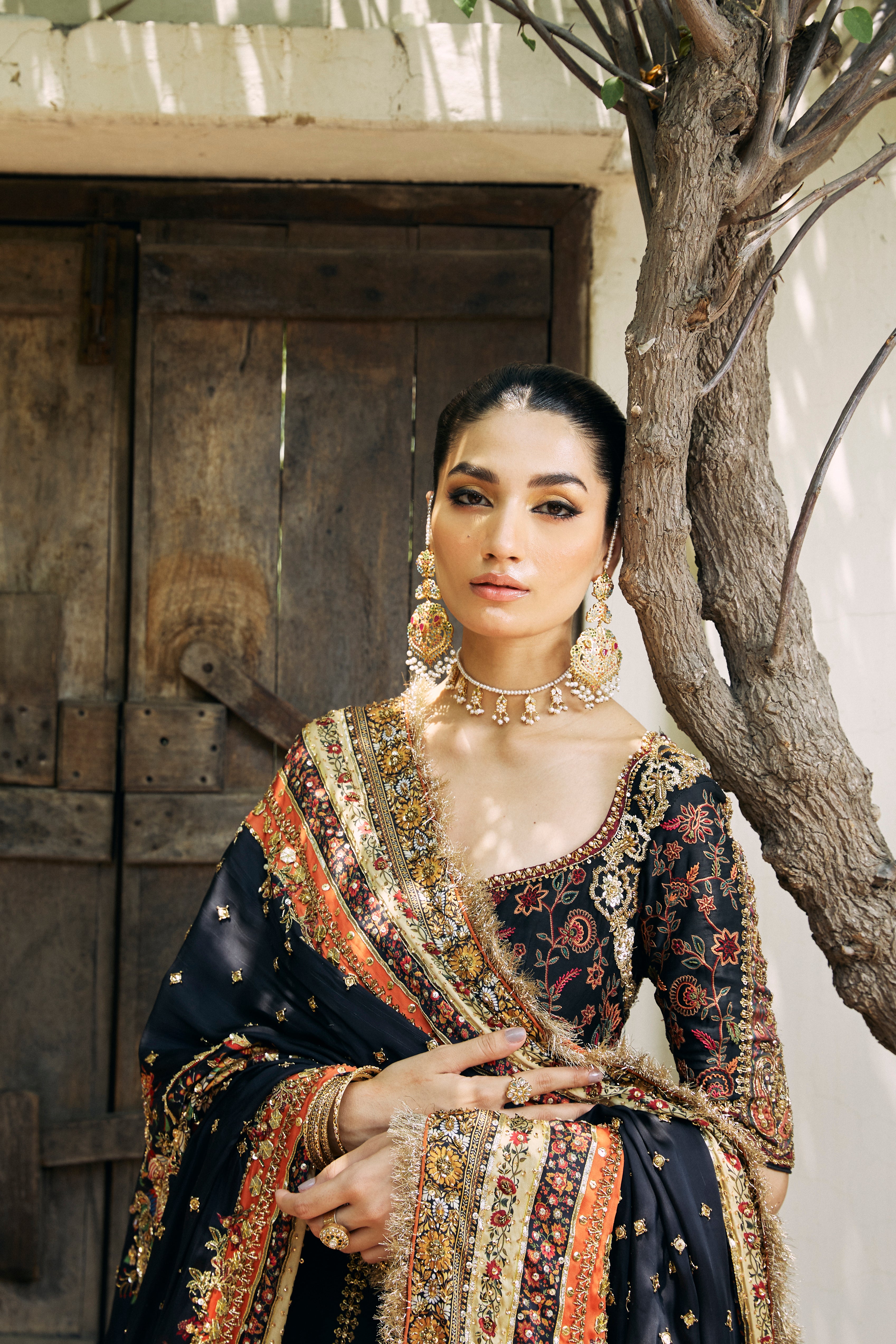 Black Hand-Embellished Silk Kalidar (2-Piece) - Image 4