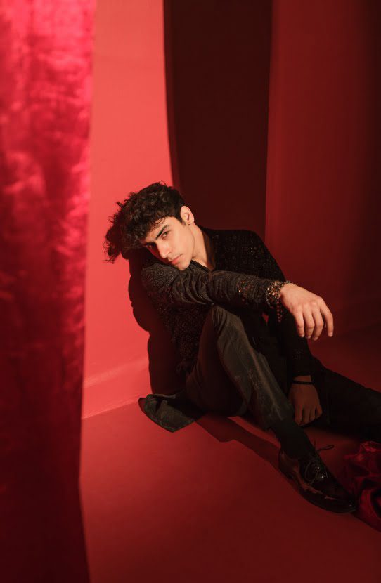 Black Chikankari Boski Kurta with Raw Silk Pants (2-Piece) - Image 2