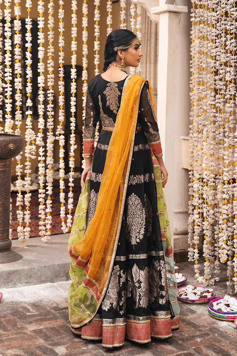 Pakistani Black Zardozi Banarasi Organza Lehenga Choli (3-Piece) - Image 7
