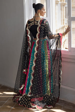 Black Embroidered Silk Choli with Banarsi Lehenga (3-Piece) - Image 5