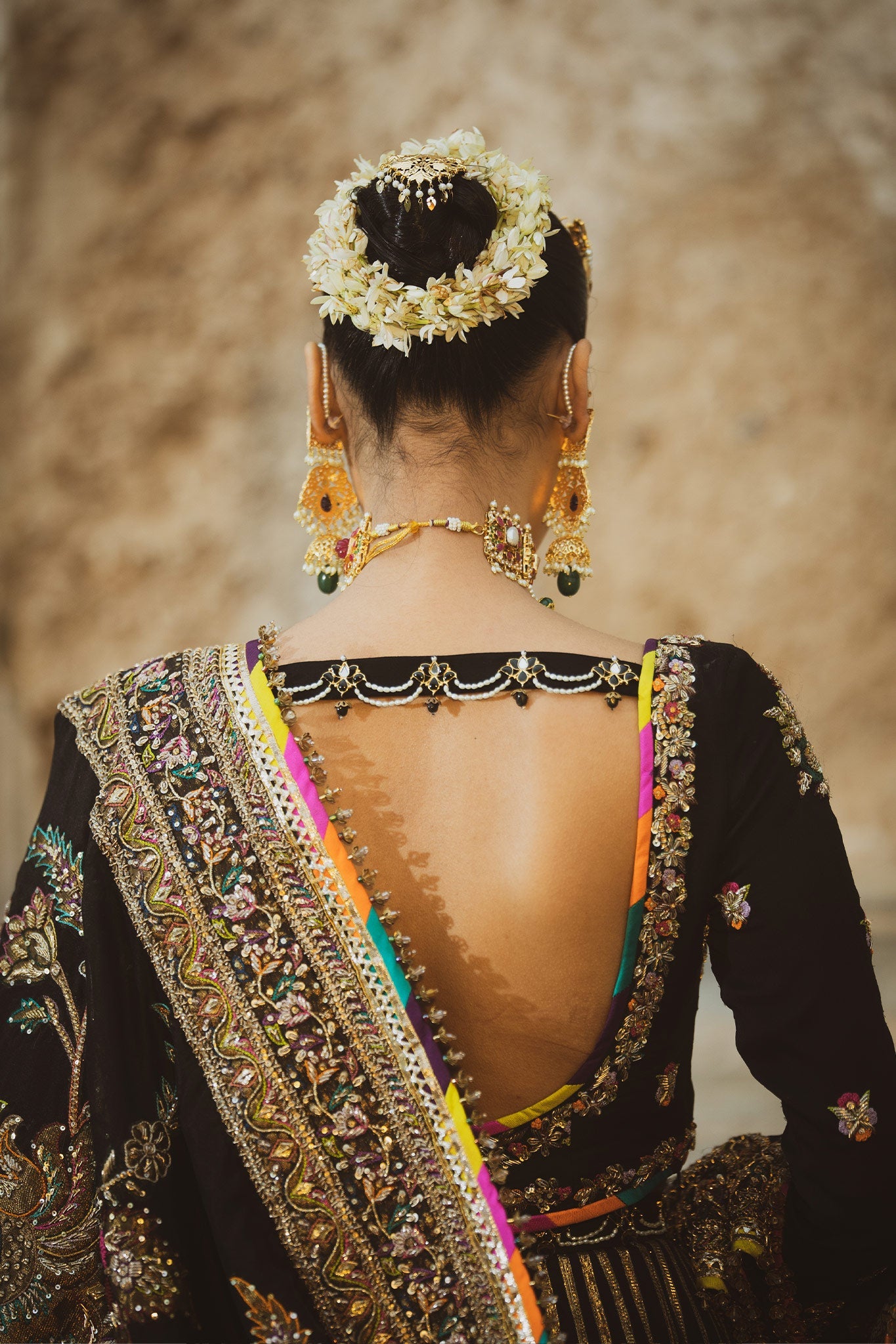 Pakistani Black Zardozi Pure Chiffon Bridal Lehenga (3-Piece) - Image 8