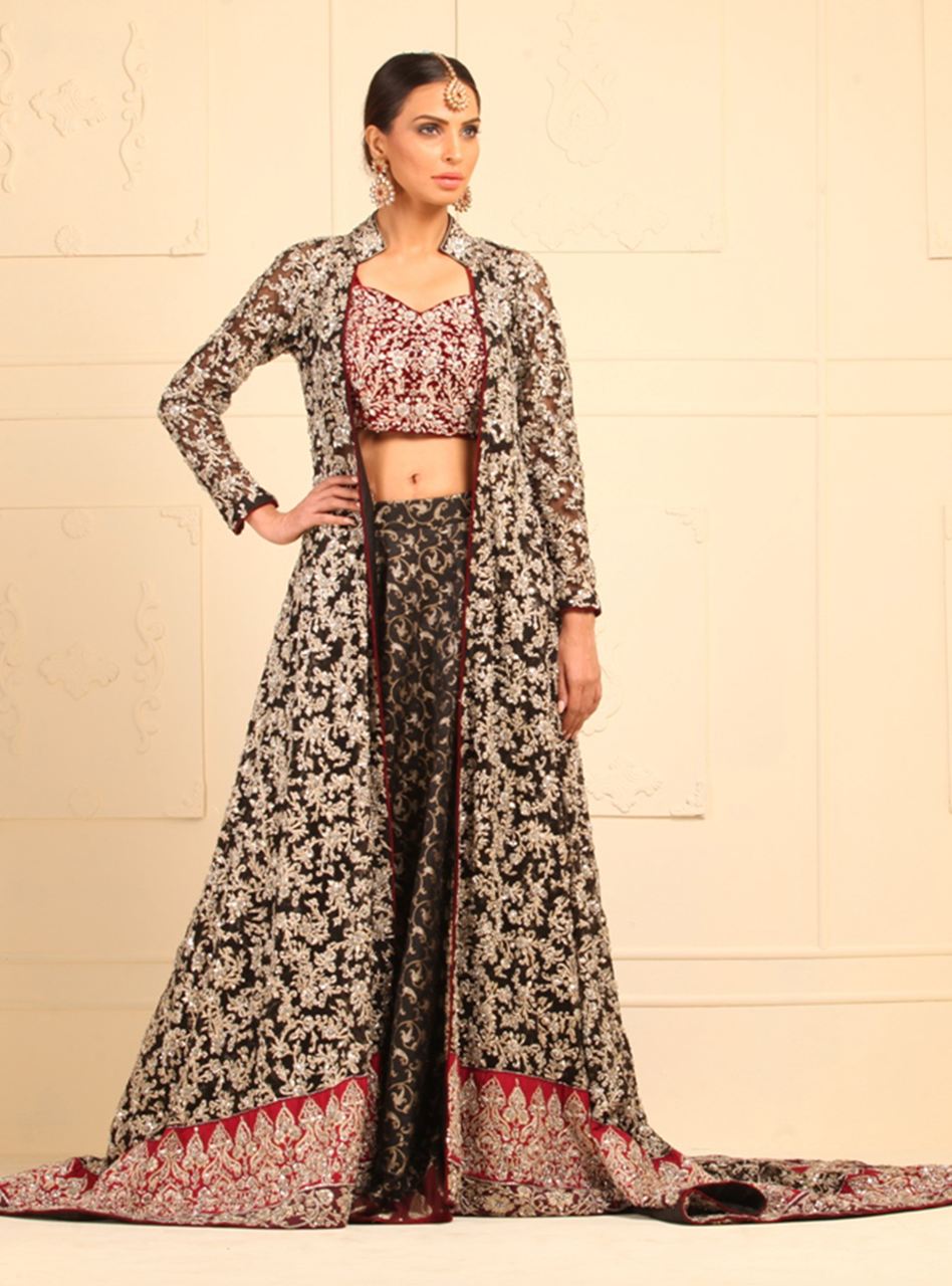 Black Kora Dabka Khaadi Net Lehenga (3-Piece) - Image 1
