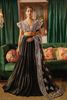 Pakistani Black Embroidered Khaddi Net Lehnga Choli (3-Piece) - Image 2