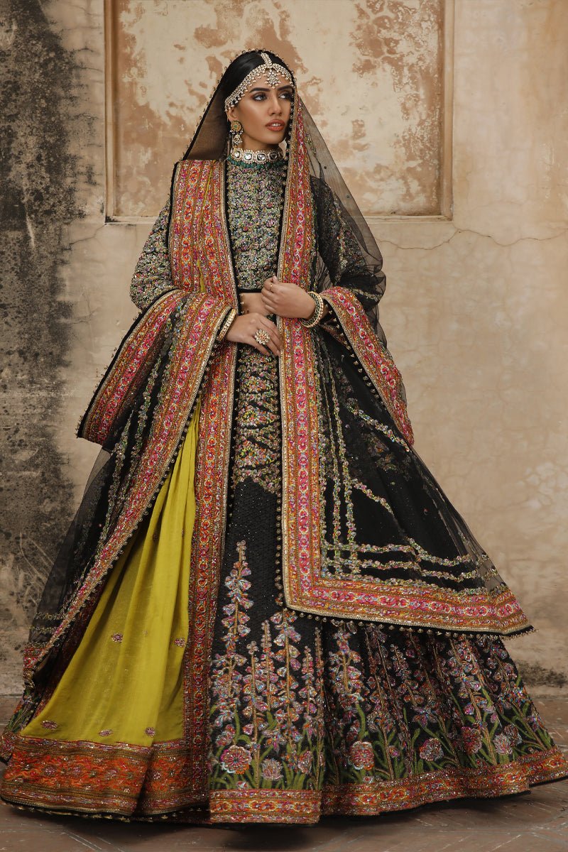 Black Floral Sequin Net Lehenga Choli (3-Piece) - Image 3