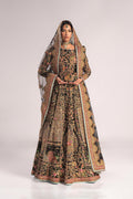 Pakistani Black Zardozi Resham Net Bridal Lehenga (3-Piece) - Image 10