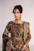Pakistani Black Zardozi Resham Net Bridal Lehenga (3-Piece) - Image 11