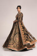 Pakistani Black Zardozi Resham Net Bridal Lehenga (3-Piece) - Image 8