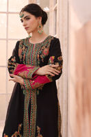 Pakistani Black Zardozi Silk Jacket with Teal Lehenga (2-Piece) - Image 3