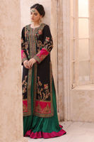 Pakistani Black Zardozi Silk Jacket with Teal Lehenga (2-Piece) - Image 4