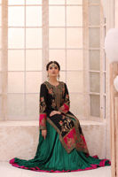 Pakistani Black Zardozi Silk Jacket with Teal Lehenga (2-Piece) - Image 6
