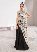 Black Embroidered Raw Silk Lehnga Set (3-Piece) - Image 2