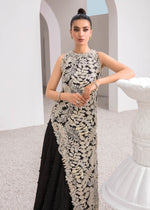 Black Embroidered Raw Silk Lehnga Set (3-Piece) - Image 3