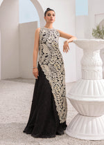 Black Embroidered Raw Silk Lehnga Set (3-Piece) - Image 4