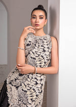 Black Embroidered Raw Silk Lehnga Set (3-Piece) - Image 5