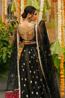 Pakistani Black Embellished Silk Lehenga Choli (3-Piece) - Image 10