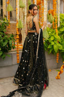 Pakistani Black Embellished Silk Lehenga Choli (3-Piece) - Image 11