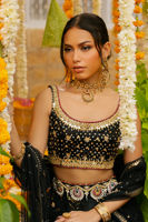 Pakistani Black Embellished Silk Lehenga Choli (3-Piece) - Image 4
