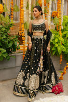 Pakistani Black Embellished Silk Lehenga Choli (3-Piece) - Image 8