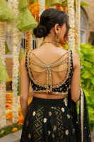 Pakistani Black Embellished Silk Lehenga Choli (3-Piece) - Image 9