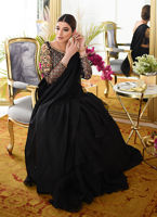 Pakistani Black Sequin & Thread Embroidered Silk Lehnga Saree (3-Piece) - Image 5