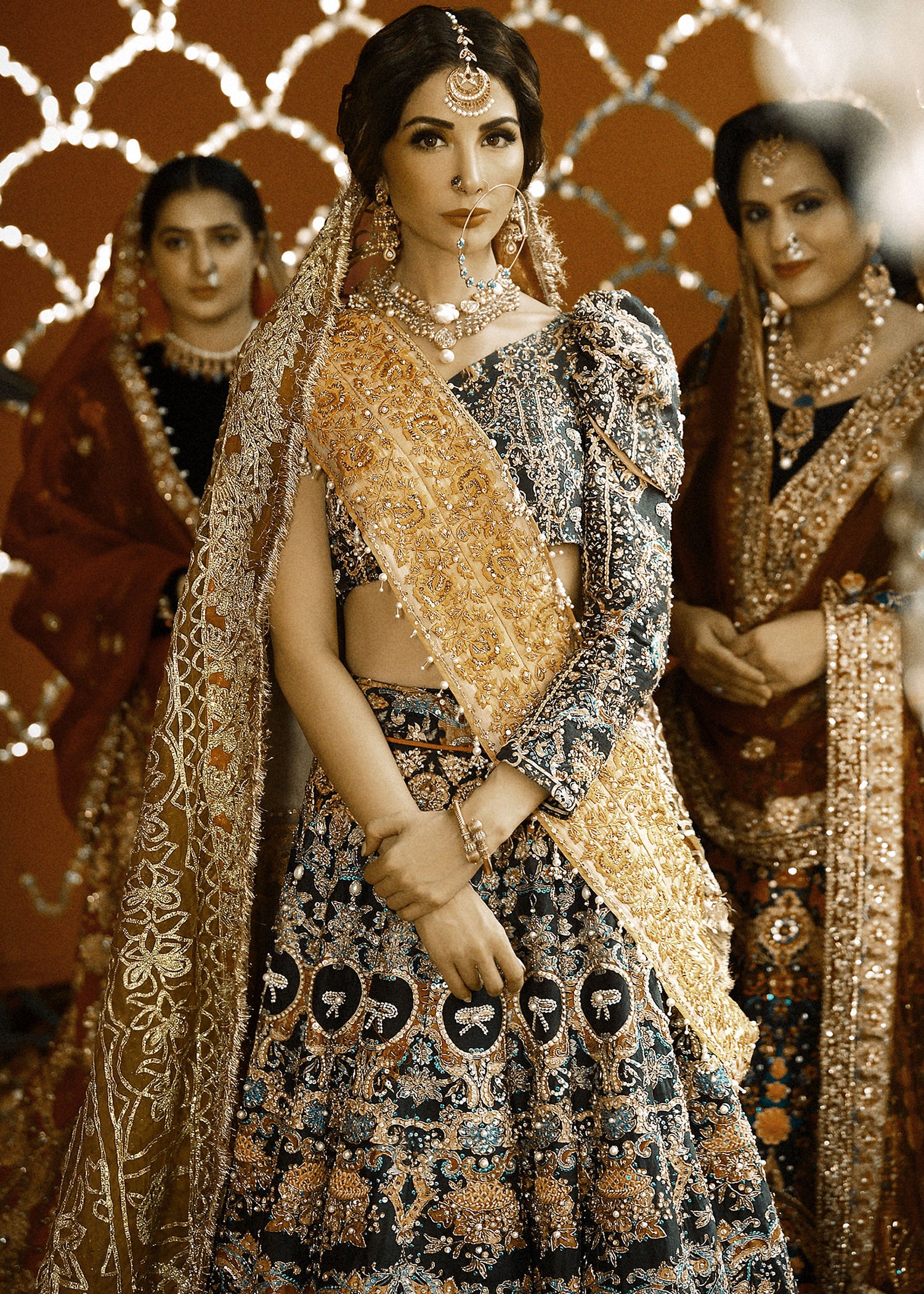 Pakistani Black Zardozi Silk Lehenga Choli (3-Piece) - Image 1