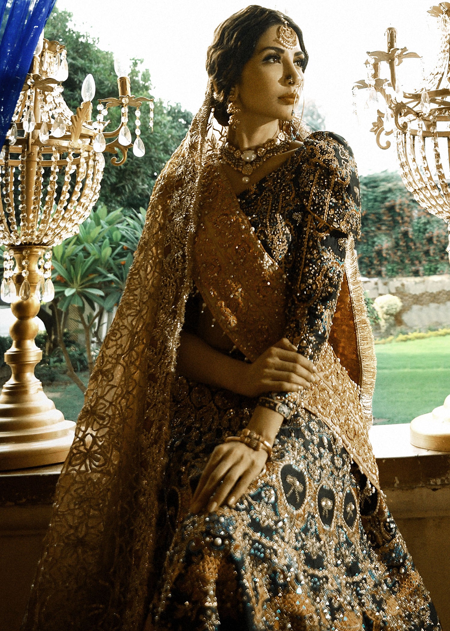 Pakistani Black Zardozi Silk Lehenga Choli (3-Piece) - Image 2