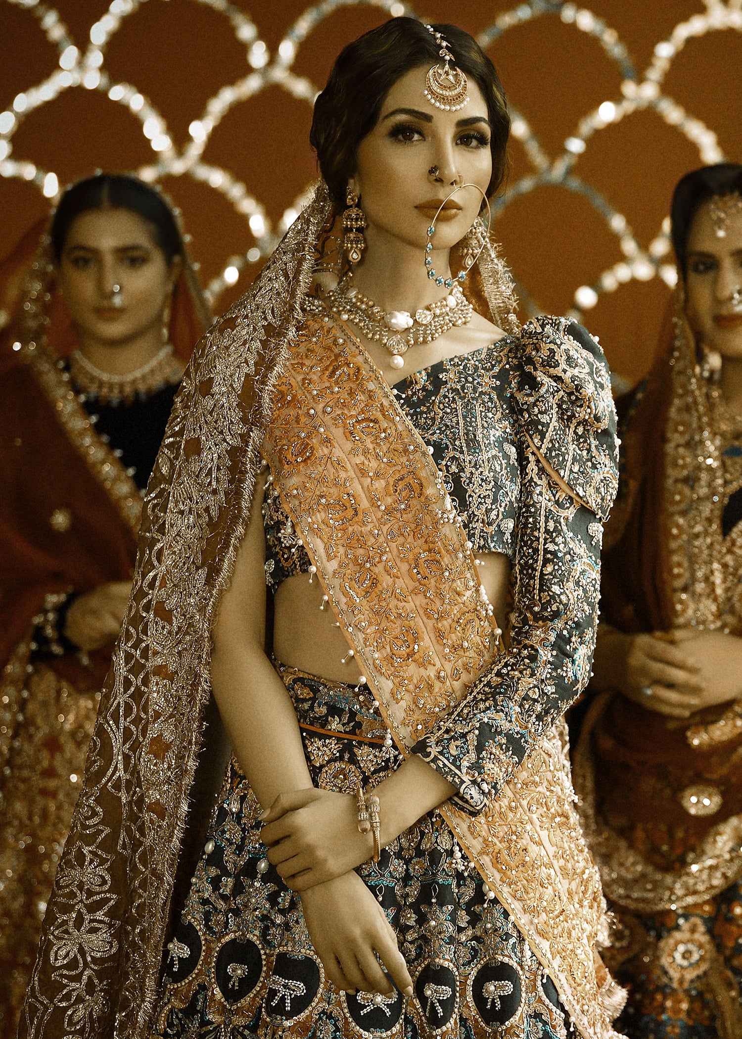 Pakistani Black Zardozi Silk Lehenga Choli (3-Piece) - Image 4