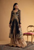 Pakistani Black Gold Embroidered Silk Organza Lehenga (3-Piece) - Image 3