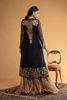 Pakistani Black Gold Embroidered Silk Organza Lehenga (3-Piece) - Image 4