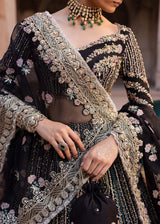 Pakistani Black Hand-Embellished Tussel Silk Bridal Lehenga (3-Piece) - Image 3